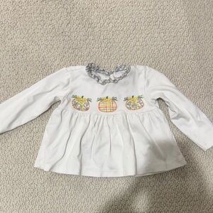 Percy & Tyne Long Sleeve Baby Top with Pumpkin Embroidery